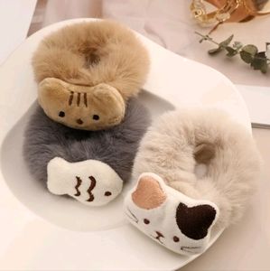 Cat & Fish Fuzzy Plush Hairbands